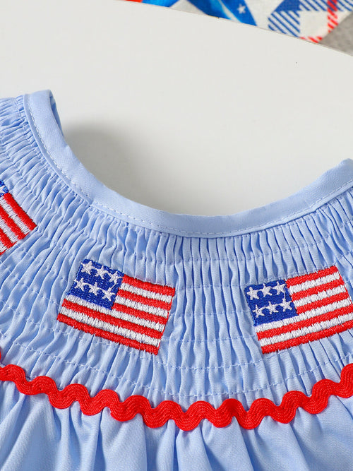 Children's American Flag Smocked Top and Shorts Set - Little Janey Shop