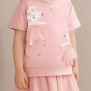Children's Round Neck Short Sleeve Sweatshirt Dress - Little Janey Shop