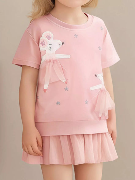 Children's Round Neck Short Sleeve Sweatshirt Dress - Little Janey Shop