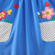 Children's Bird Applique Pocket Ruffle Sleeve Dress - Little Janey Shop