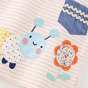 Children's Cute Cartoon Caterpillar Applique Striped T-Shirt - Little Janey Shop
