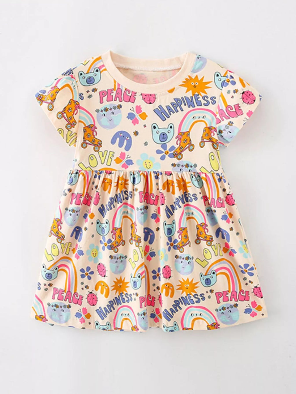 Children's Cartoon Print Short Sleeve Casual Dress - Little Janey Shop