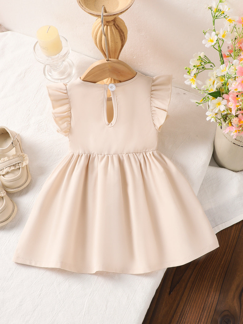 Girls' Flower Ruffle Sleeve Dress – Special Occasions - Little Janey Shop