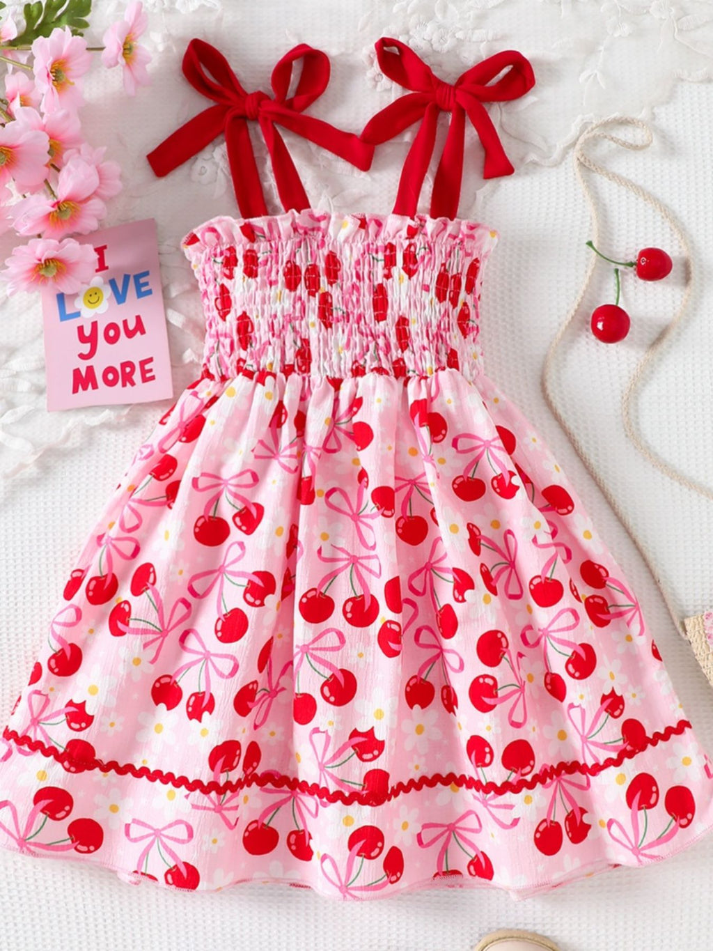 Girls' Red Cherry Print Smocked Dress | Little Janey - Little Janey Shop
