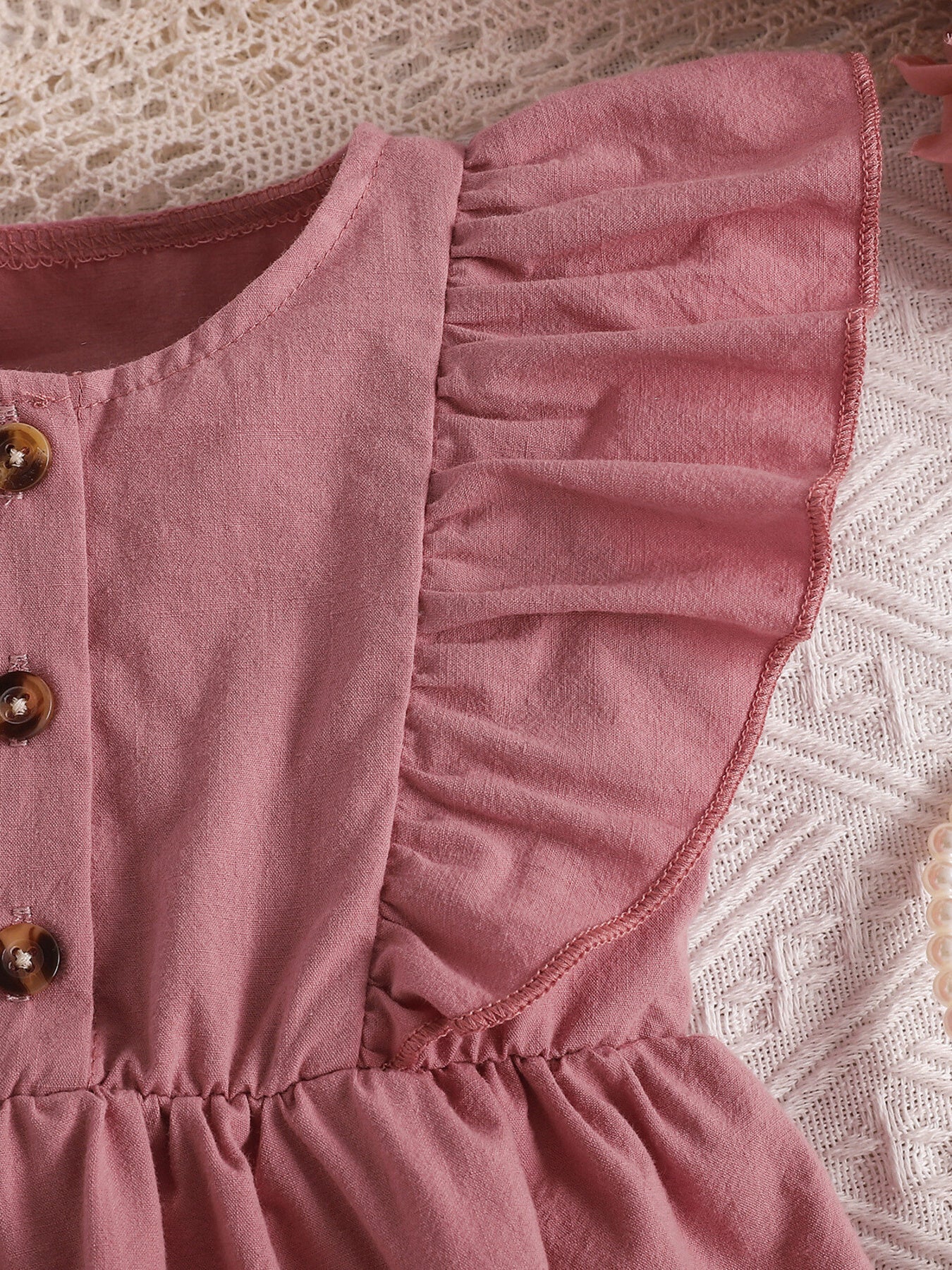 Children's Ruffle Trim Button Front Top and Shorts Set - Little Janey Shop