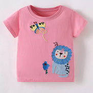 Children's Cute Cartoon Embroidered Short Sleeve T-Shirt - Little Janey Shop