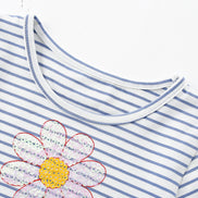 Girls' Navy Striped Flower Sequin Tulle Dress | Little Janey - Little Janey Shop