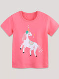 Children's Cute Unicorn Graphic Short Sleeve T-Shirt - Little Janey Shop