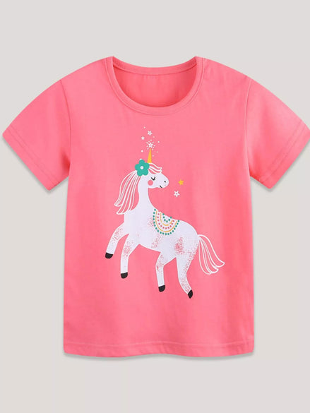 Children's Cute Unicorn Graphic Short Sleeve T-Shirt - Little Janey Shop