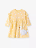 Children's Swan Applique Polka Dot Ruffle Sleeve Dress - Little Janey Shop