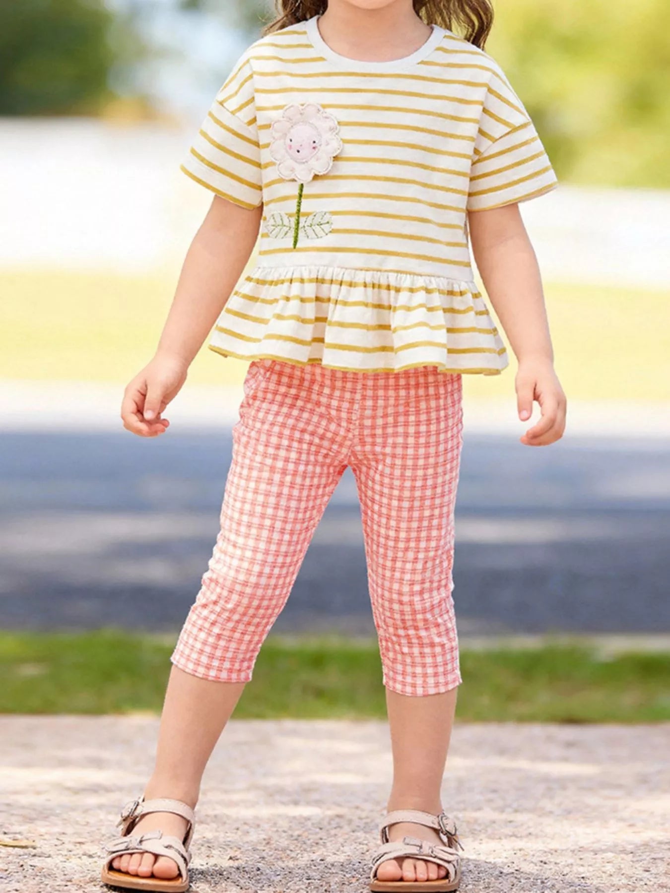 Children's Striped Top & Gingham Capri Set - Little Janey Shop
