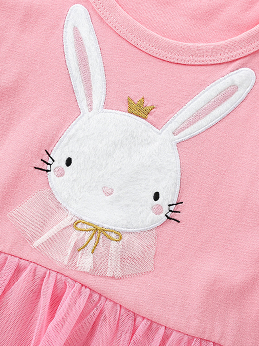 Children's Bunny Applique Tulle Layered Dress - Little Janey Shop