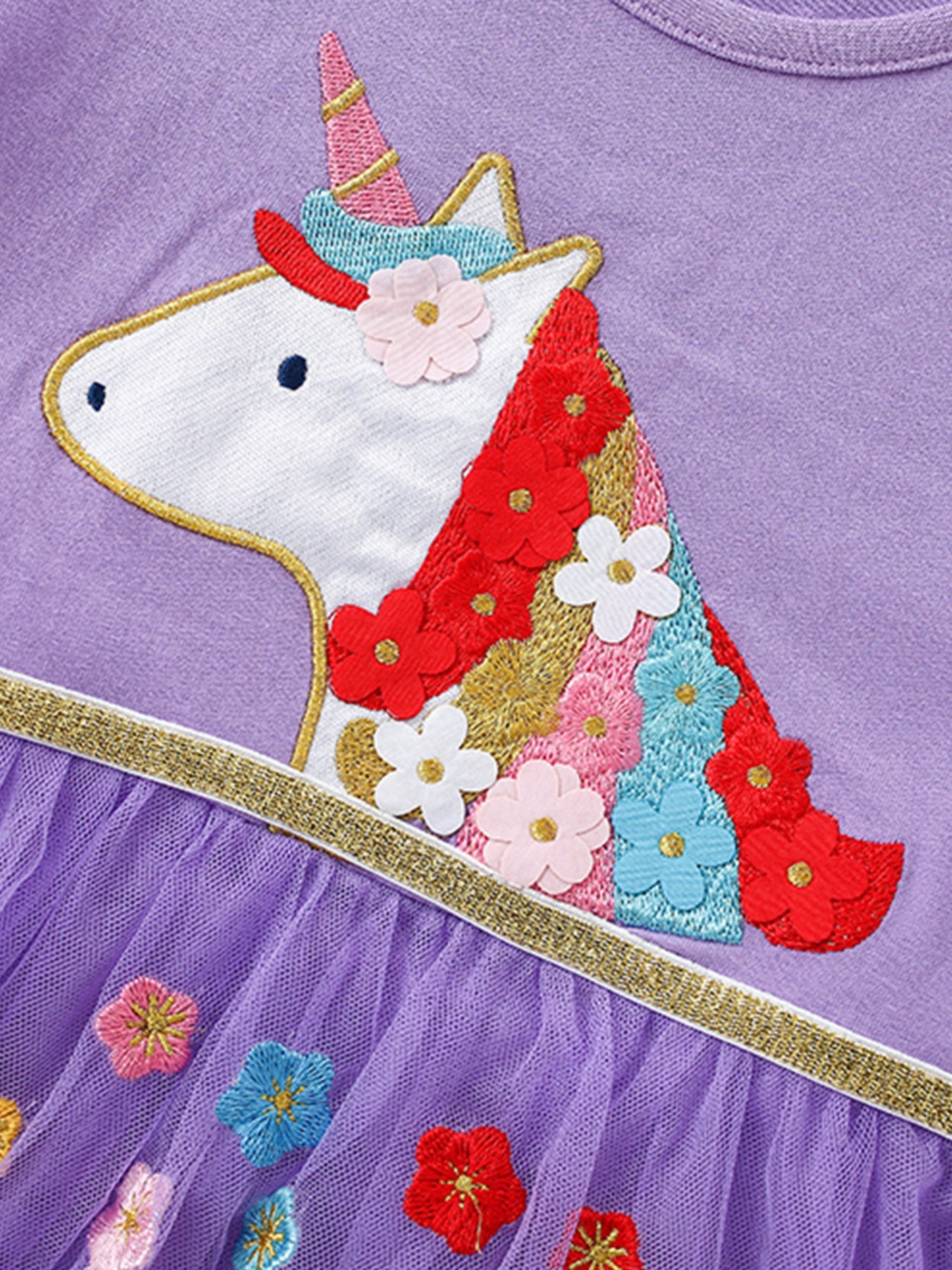 Children's Unicorn Embroidered Tulle Dress - Little Janey Shop