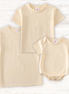 Beige blank basic t-shirt Adult Kids and baby bubble