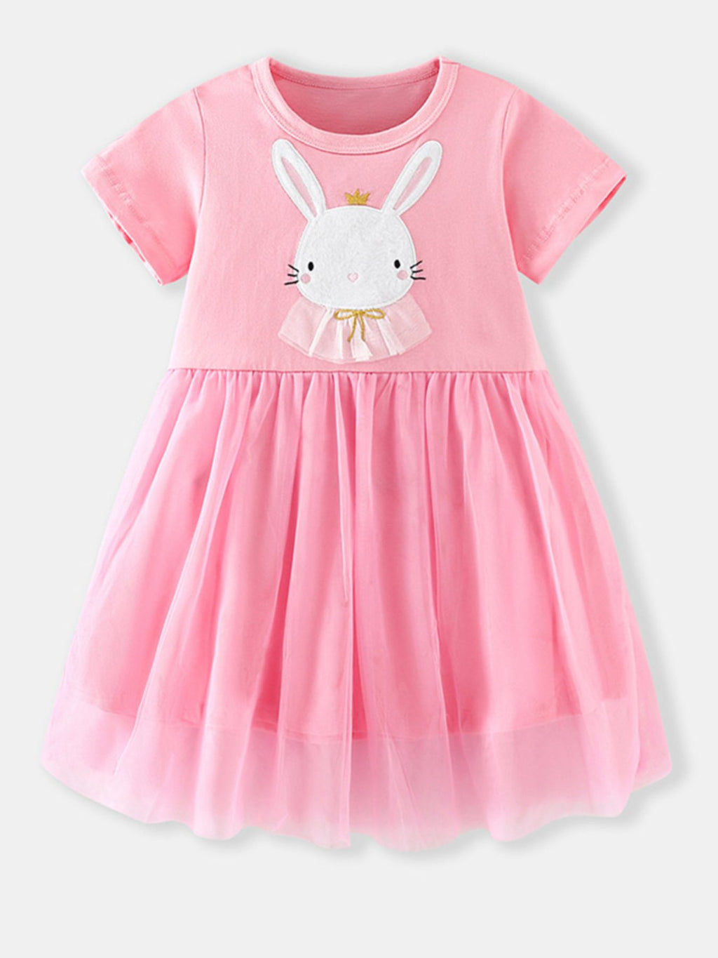 Children's Bunny Applique Tulle Layered Dress - Little Janey Shop