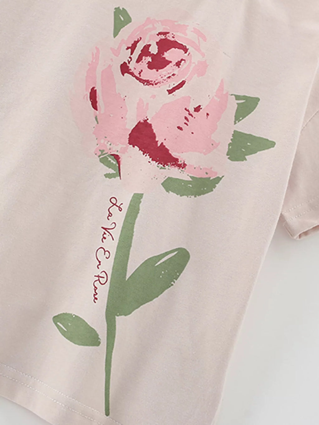 Children's Flower Round Neck Tee and Shorts Set - Little Janey Shop