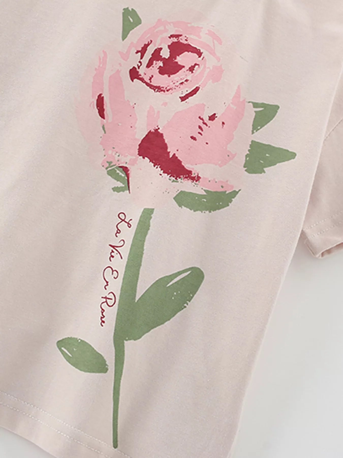 Children's Flower Round Neck Tee and Shorts Set - Little Janey Shop