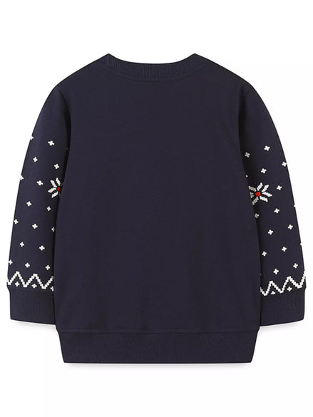 Children's Christmas Reindeer & Santa Round Neck Sweatshirt - Little Janey Shop