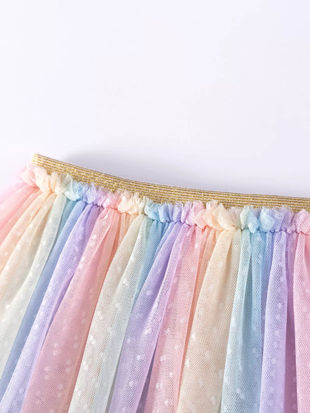 Children's Mermaid Tail Tee & Rainbow Tulle Skirt Set - Little Janey Shop
