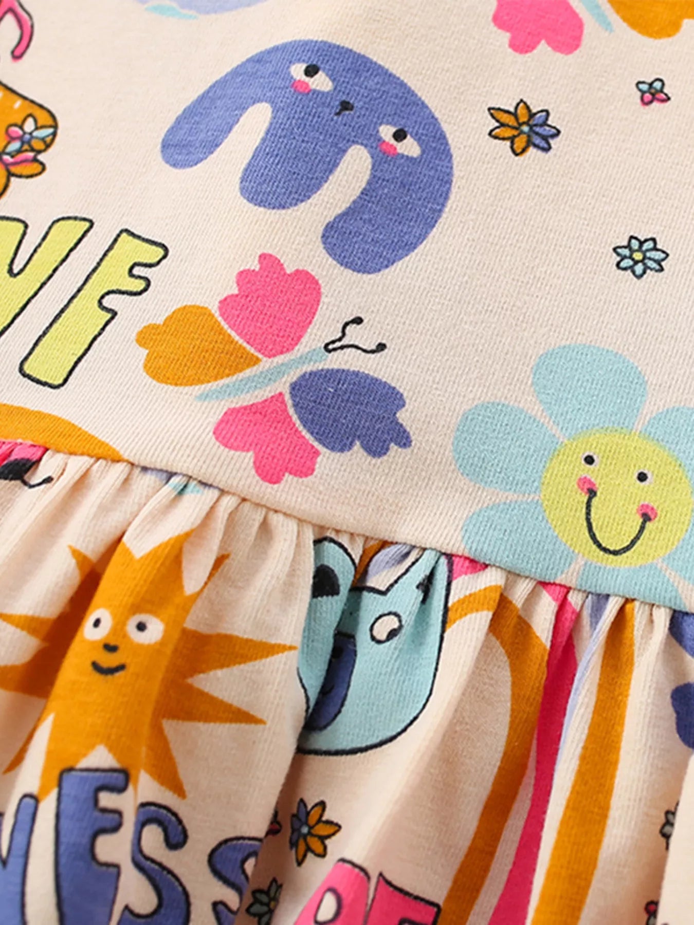 Children's Cartoon Print Short Sleeve Casual Dress - Little Janey Shop