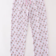 Premium pink christmas santa claus print women pajama pants