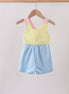 Yellow & blue ruffle bow bubble