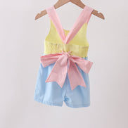 Yellow & blue ruffle bow bubble