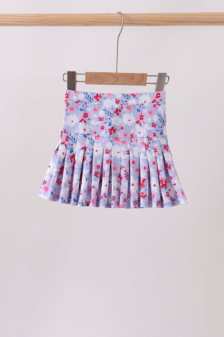 Blue floral print skorts