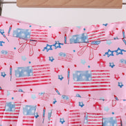 Pink flag star print skorts