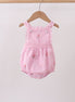 Pink stripe seersucker flamingo embroidery ruffle bubble