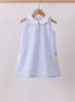 Blue stripe seersucker lemon applique dress
