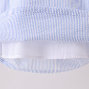 Blue stripe seersucker lemon applique dress