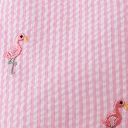 Pink stripe seersucker flamingo dress