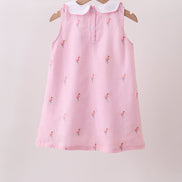Pink stripe seersucker flamingo dress