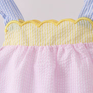 Pink stripe seersucker bow bubble
