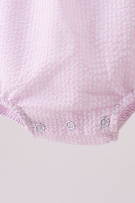 Pink stripe seersucker bow bubble
