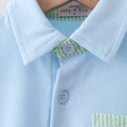 Blue pocket button down shirt
