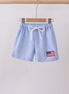 Blue flag embroidery gingham shorts
