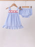 Blue flag embroidery ruffle bloomer set
