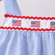 Blue flag embroidery ruffle bloomer set