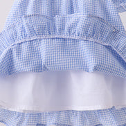 Blue flag embroidery ruffle bloomer set