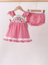 Red watermelon ruffle gingham bloomer set