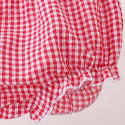 Red watermelon ruffle gingham bloomer set