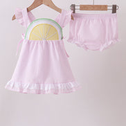 Pink lemon ruffle gingham bloomer set