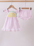 Pink lemon ruffle gingham bloomer set