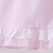 Pink lemon ruffle gingham bloomer set