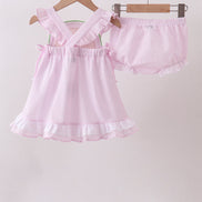 Pink lemon ruffle gingham bloomer set