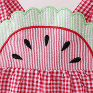 Red watermelon ruffle gingham dress