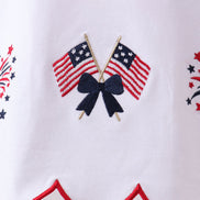 Red flag fireworks embroidery ruffle bloomer set
