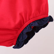 Red flag fireworks embroidery ruffle bloomer set